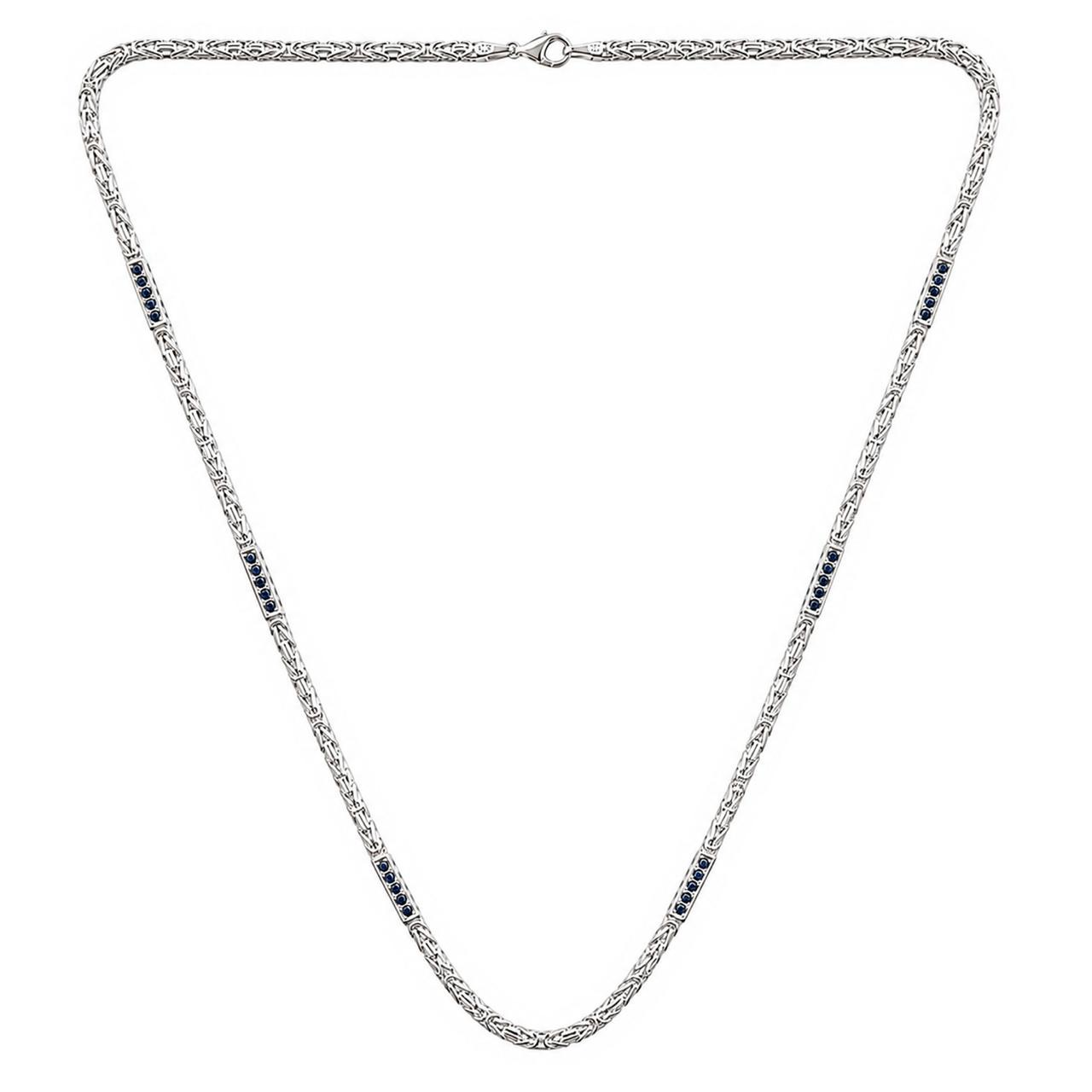 Huiscollectie - Zilveren koningsketting 3.2mm bezet met Onyx, 60cm - KK-KS-3.2-60