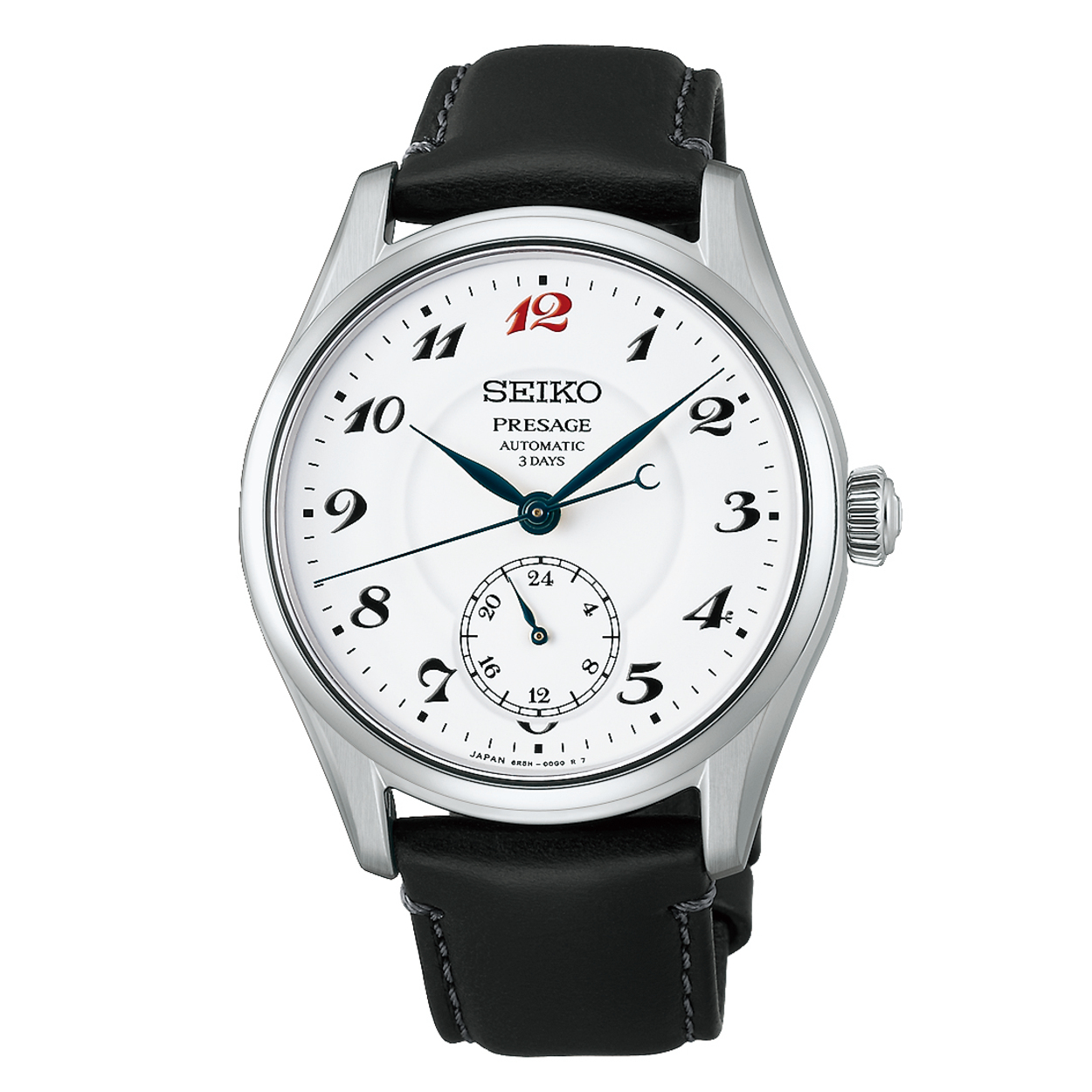 Automatisch horloge met een ge&euml;mailleerde wijzerplaat, ge&iuml;nspireerd op het eerste Seiko-polshorloge Laurel.