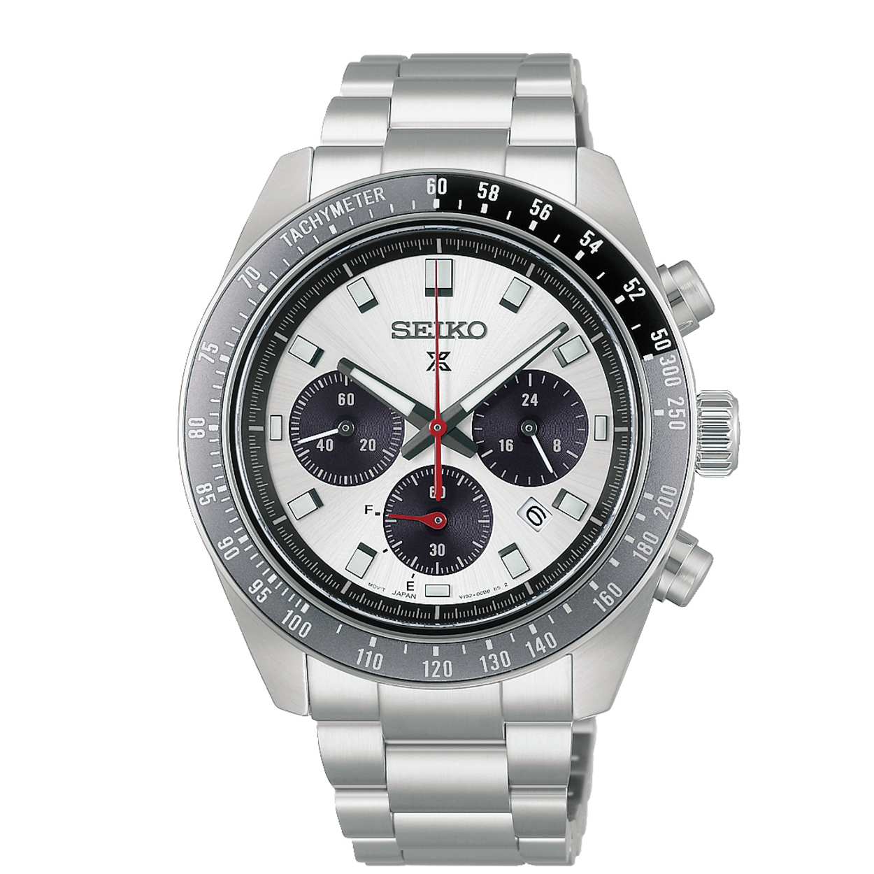 Dit is een horloge van het merk Seiko. Het is een chronograaf horloge gemaakt van staal. De diameter van de kast is 41.4 mm en de kast is 13 mm dik.
De verdere specificaties van het horloge zijn als volgt:
Kastvorm: rond
Kastkleur: zilverkleurig
Kastmateriaal: staal
Bandbreedte: 21 mm
Sluiting: vouwsluiting met drukker
Wijzerplaatkleur: zilverkleurig
Glassoort: saffier glas
Waterdichtheid: 10 ATM
Techniek: solar