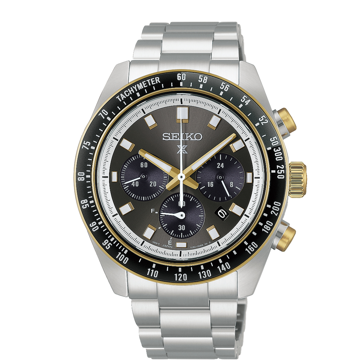 Dit is een horloge van het merk Seiko. Het is een chronograaf horloge gemaakt van staal. De diameter van de kast is 41.4 mm en de kast is 13 mm dik.
De verdere specificaties van het horloge zijn als volgt:
Kastvorm: rond
Kastkleur: zilverkleurig
Kastmateriaal: staal
Bandbreedte: 21 mm
Sluiting: vouwsluiting met drukker
Wijzerplaatkleur: grijs
Glassoort: saffier glas
Waterdichtheid: 10 ATM
Techniek: solar