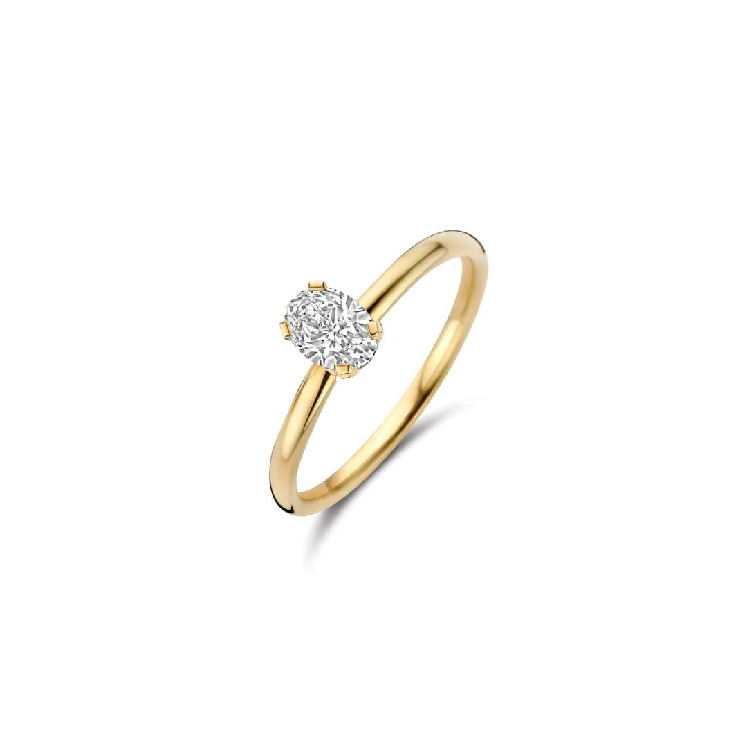 LG1076Y/54. Blush geelgouden damesring. Ovaal geslepen lab diamond 0.50crt.