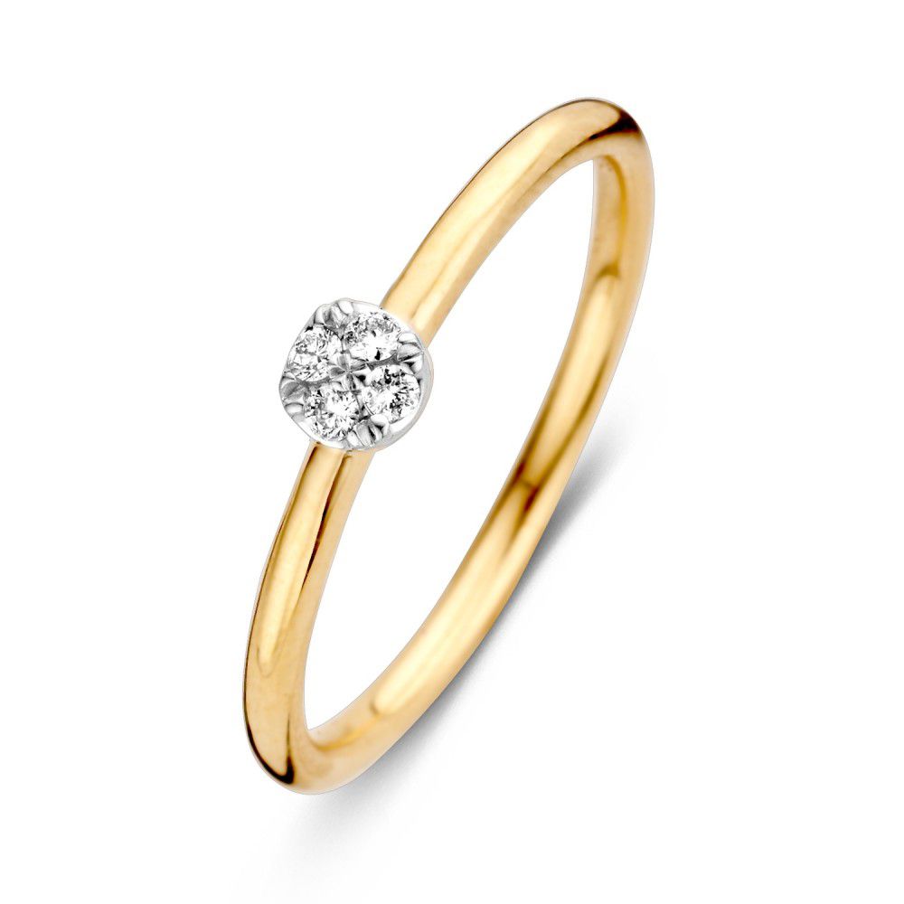 14k gouden bicolor ring met ronde zetting meerdere diamanten, 0.06crtr