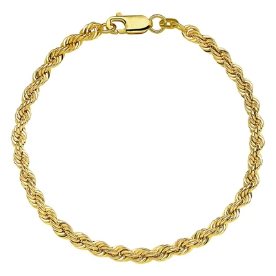 Fjory - 14kt geelgouden koord armband 4mm met zilveren kern, 18cm - 40-KN0418