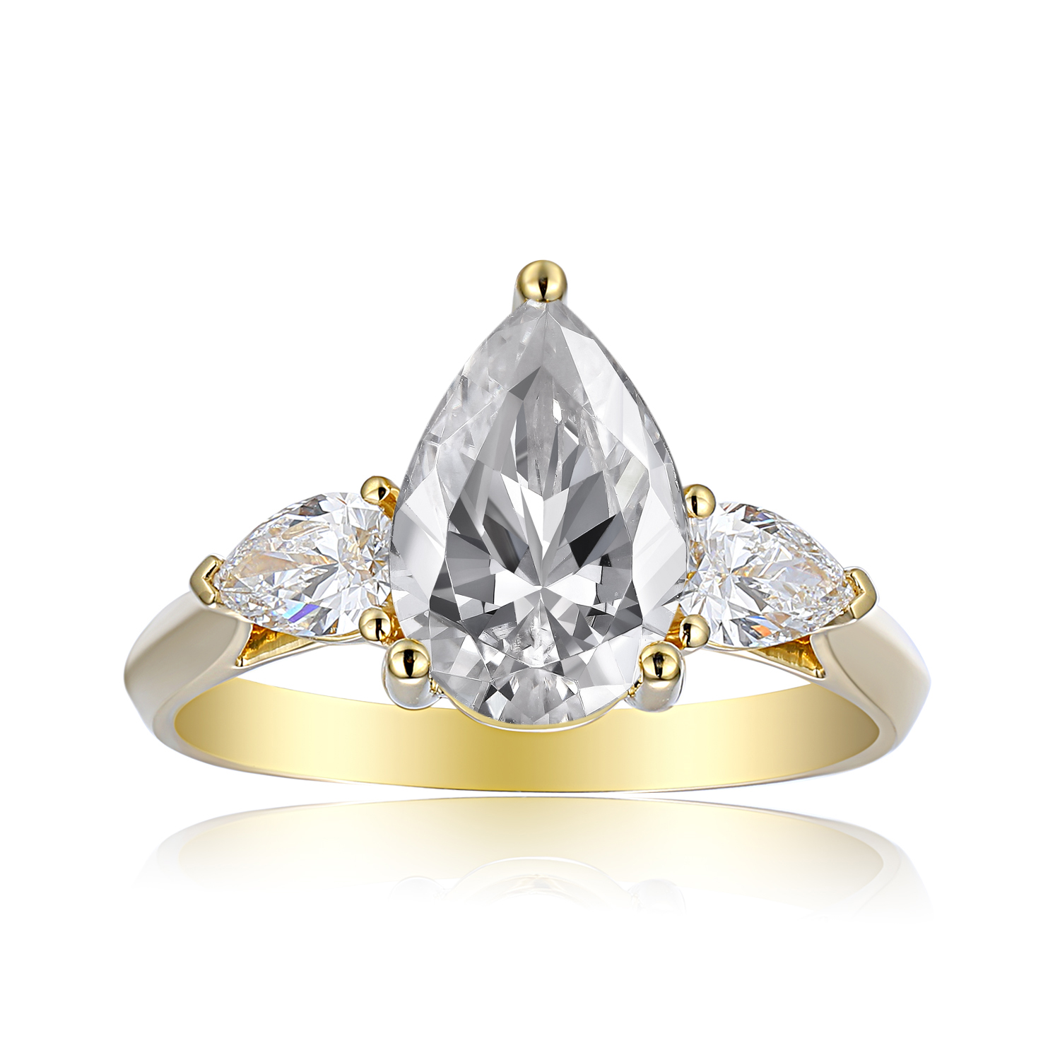 Ring in geel goud 18 k met lb 2 0.50 ct en pear van 2.04 ct 