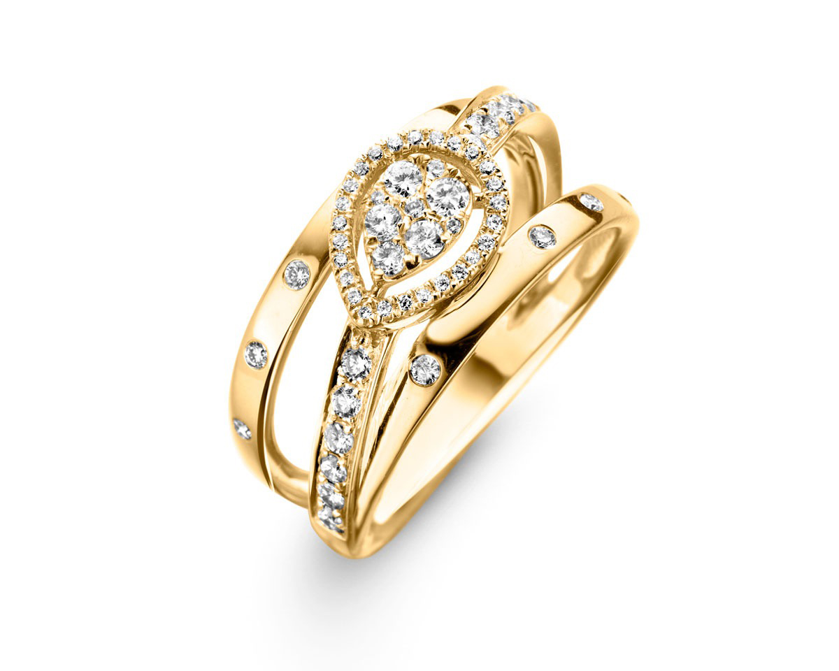 Ring in geel goud 18 k met natuurlijke diamant 0.6ct 
