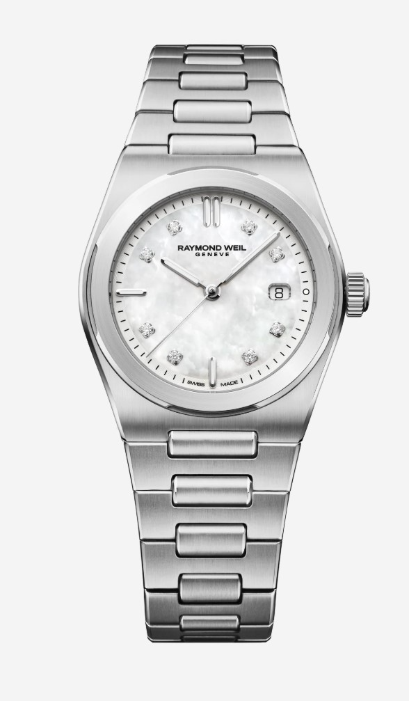 Raymond Weil quarts dames pols horloge model 1250-ST-97081 uit de nieuwe A.R.T. collectie. Staal met stalen band. 10 ATM waterdicht.