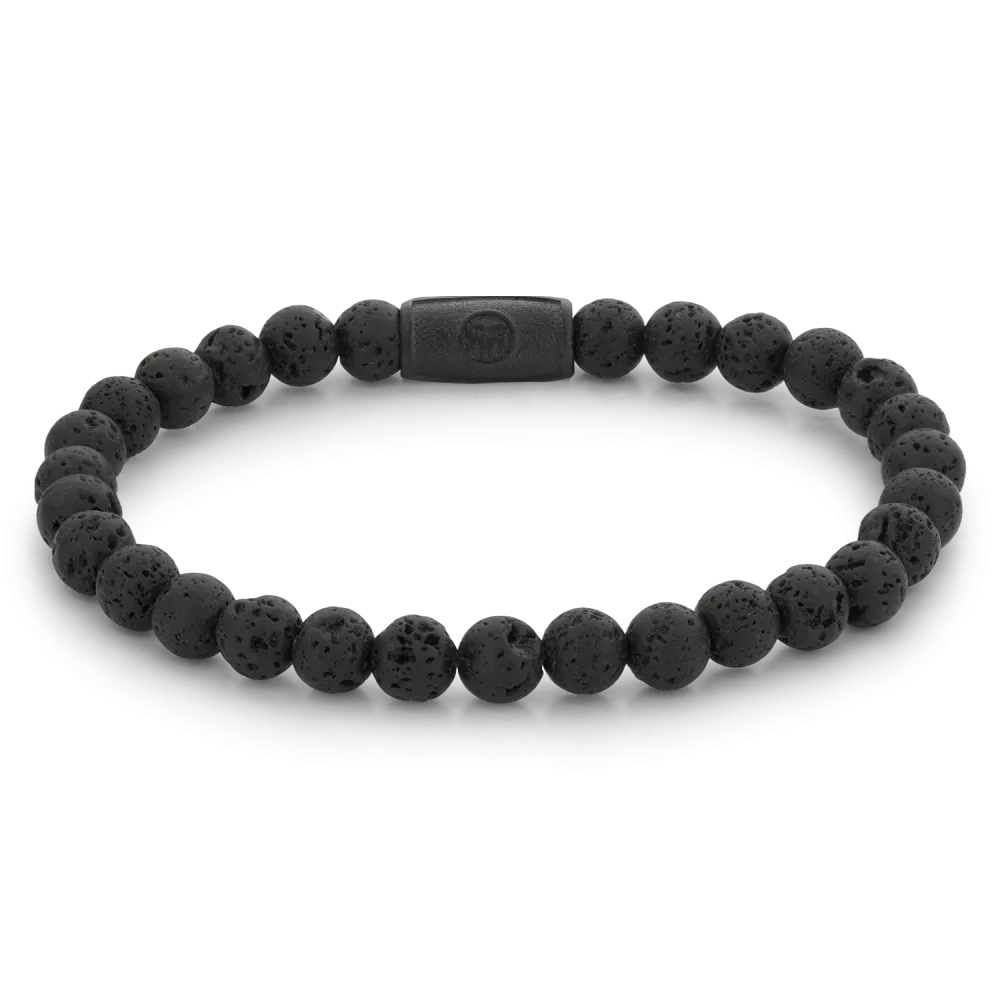 Bead armband, handgemaakt van 6mm natuurstenen kralen met eenedelstalen zwarte sluiting. Het Rebel & Rose sieraad is makkelijk te combineren met andere zilveren, leren of kralenarmbanden.