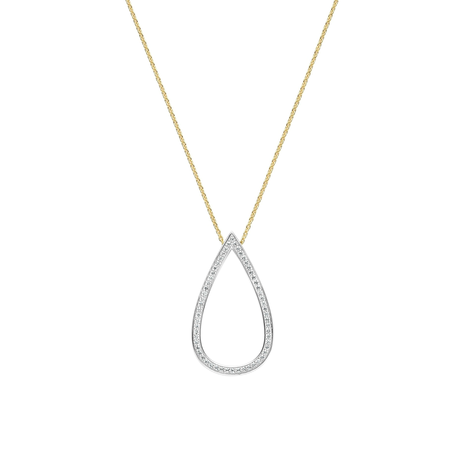 Ti Sento zilver/verguld collier met hanger; druppelvorm met zirkonia