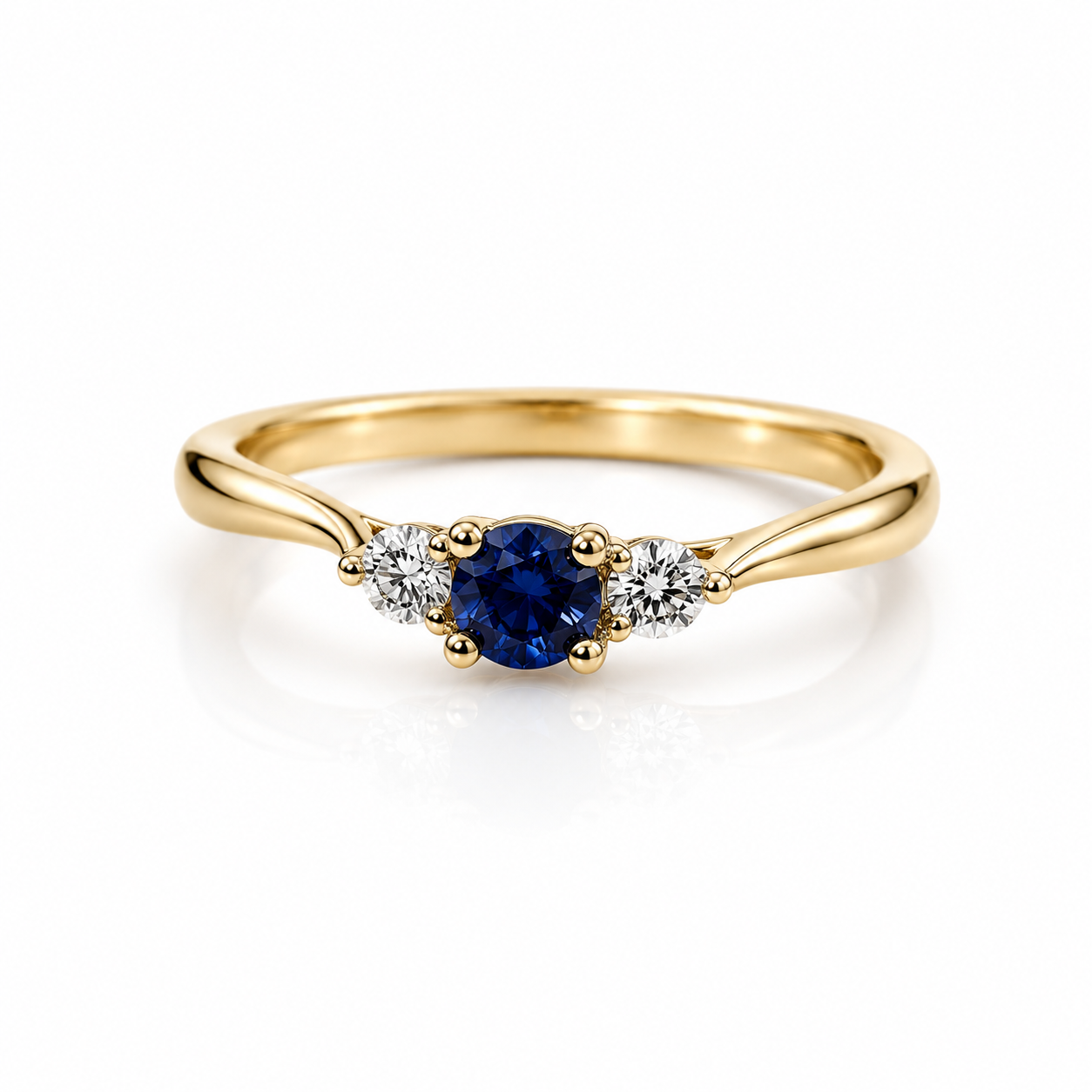 Gouden ring met saffier en briljant 0,20 ct | Maat 55
