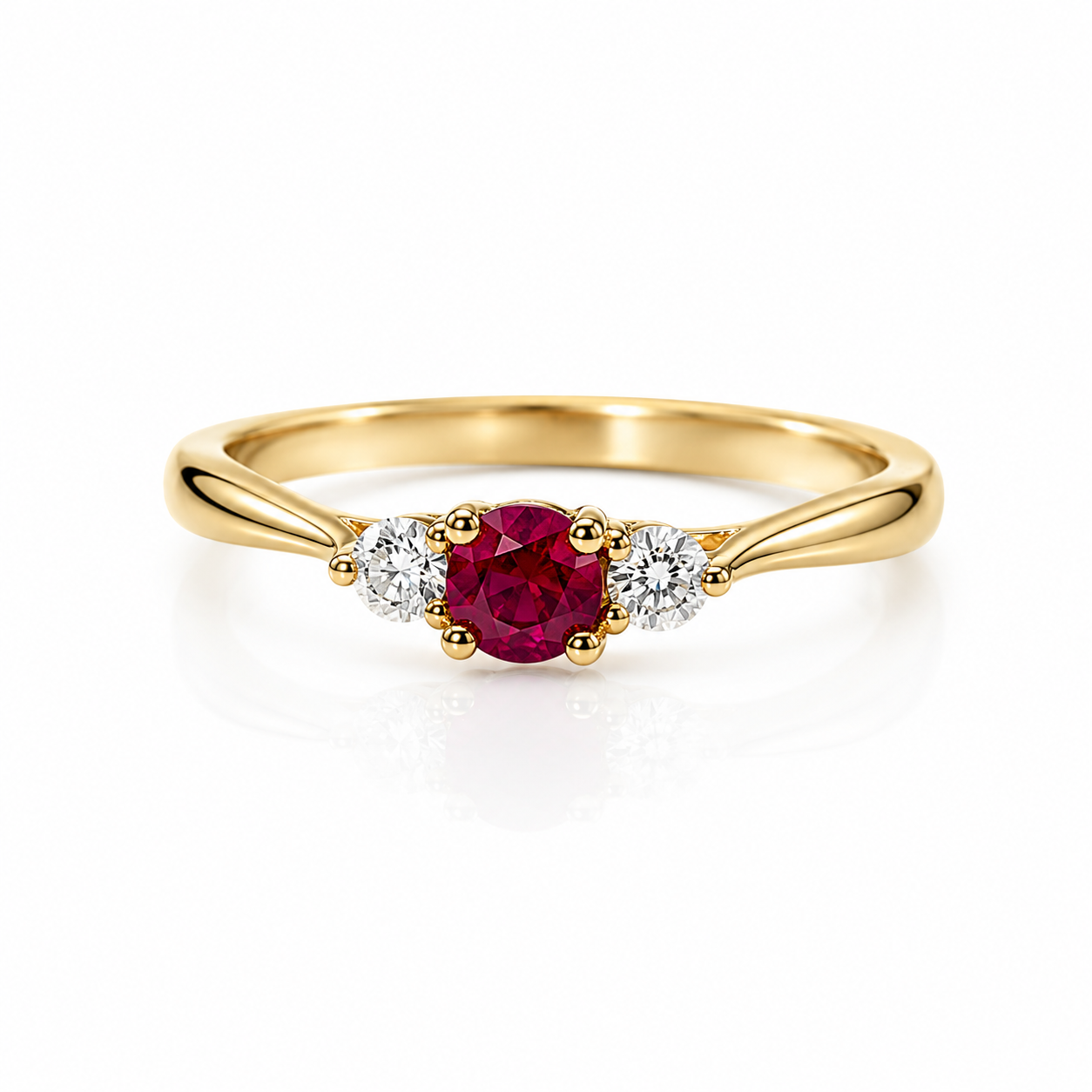 Gouden ring met robijn en briljant 0,25 ct | Maat 55