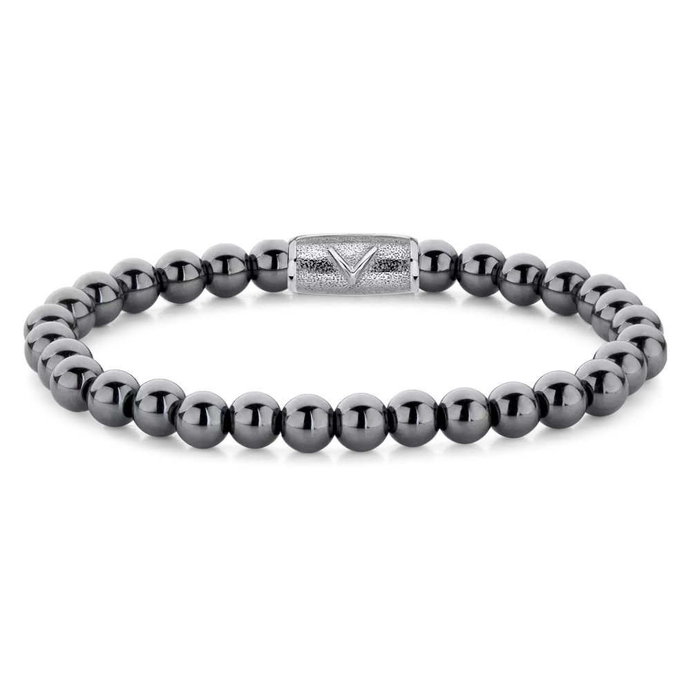 Bead armband, handgemaakt van 6mm grijze Hematiet stenen met een speciaal DANNY VERA slot.