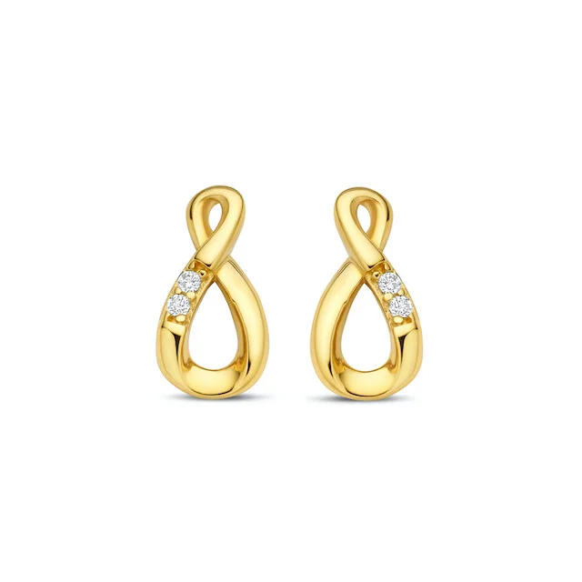 Joy & Julia 14krt geelgoude oorknopjes zirkonia infinity