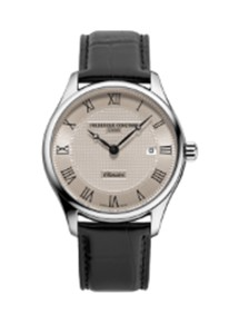 Frederique Constant Classic Slimline Midsize Quarts heren pols horloge model FC-220CR5B5 staal met lederen band. 5 ATM waterdicht.