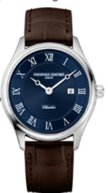 Frederique Constant Classic Slimline Midsize Quarts heren pols horloge model FC-220N5B6 staal met lederen band. 5 ATM waterdicht.