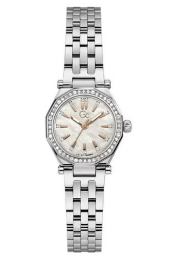 GC quarts dames pols horloge staal met stalen band model Z54006l9 uit de GC Dress Collectie. 10 ATM waterdicht.