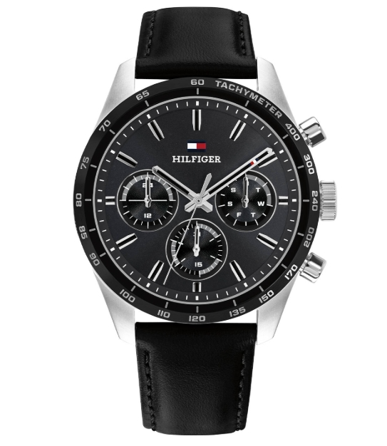 Dit stijlvolle horloge met modelnummer TH1792277 heeft een zwarte leren band en een zwarte wijzerplaat, en heeft een kast van roestvrij staal van 42 mm. Het is een polshorloge met een datumfunctie. Ideaal te dragen voor zowel formele als informele gelegenheden, past perfect bij elke zwarte of formele outfit voor een tijdloze en verfijnde uitstraling.