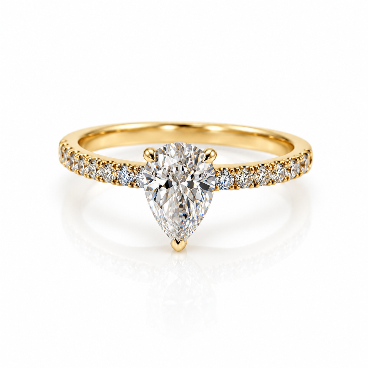 Geelgouden lab grown diamant ring peer 1,27 ct G/VVS | Maat 55