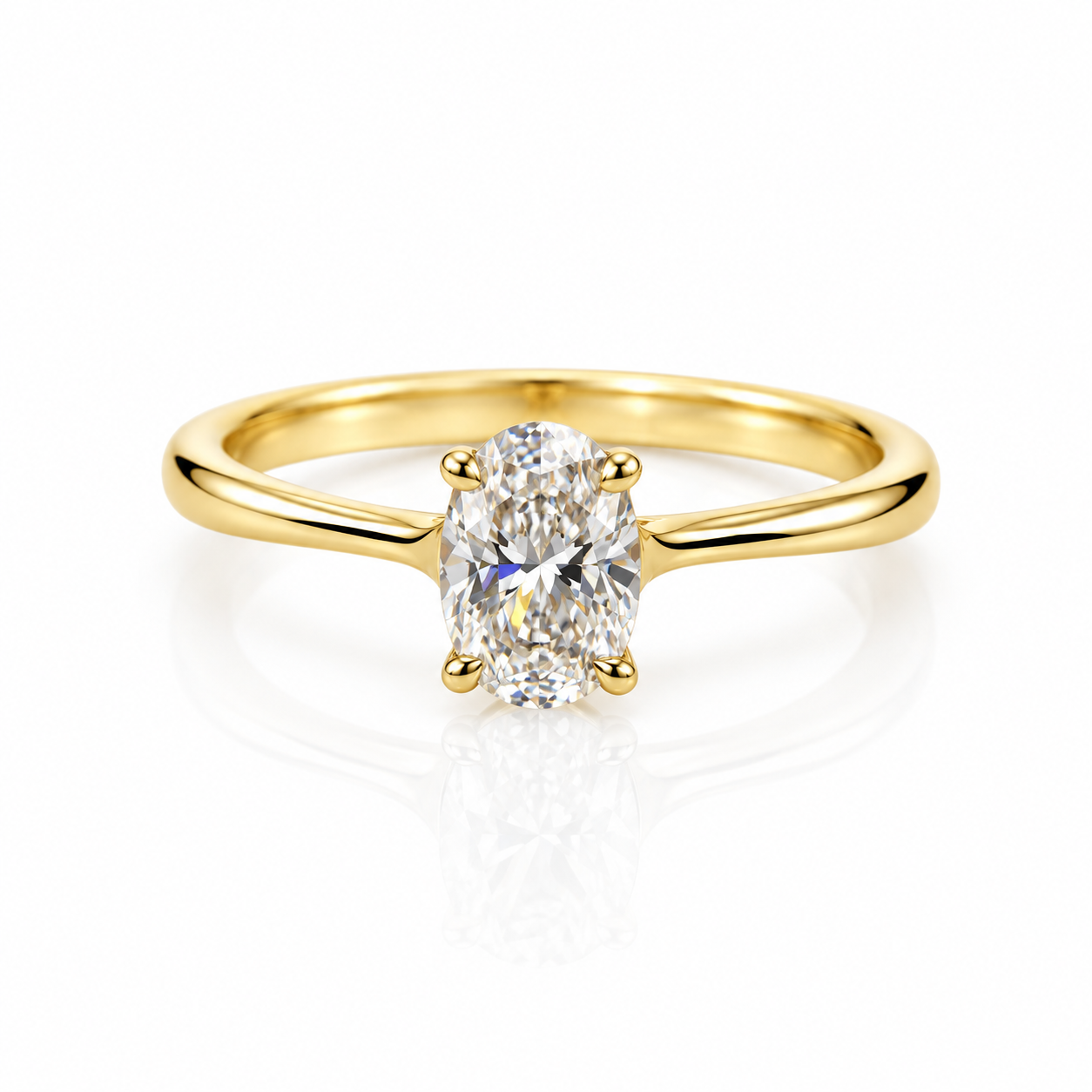 Geelgouden lab grown diamant ring ovaal 1,04 ct G/VVS | Maat 55