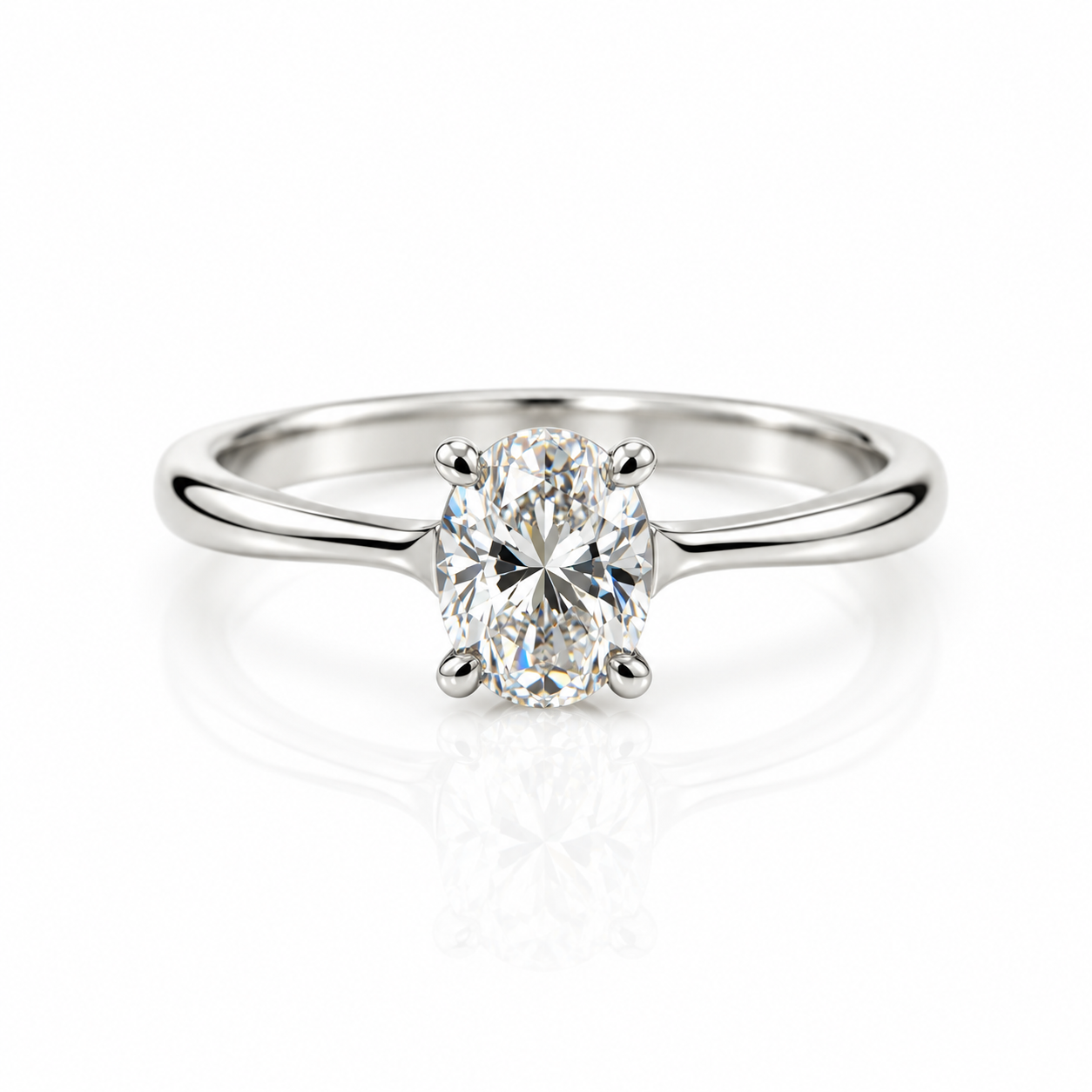 Platina lab grown diamant ring ovaal 1,04 ct G/VVS | Maat 54