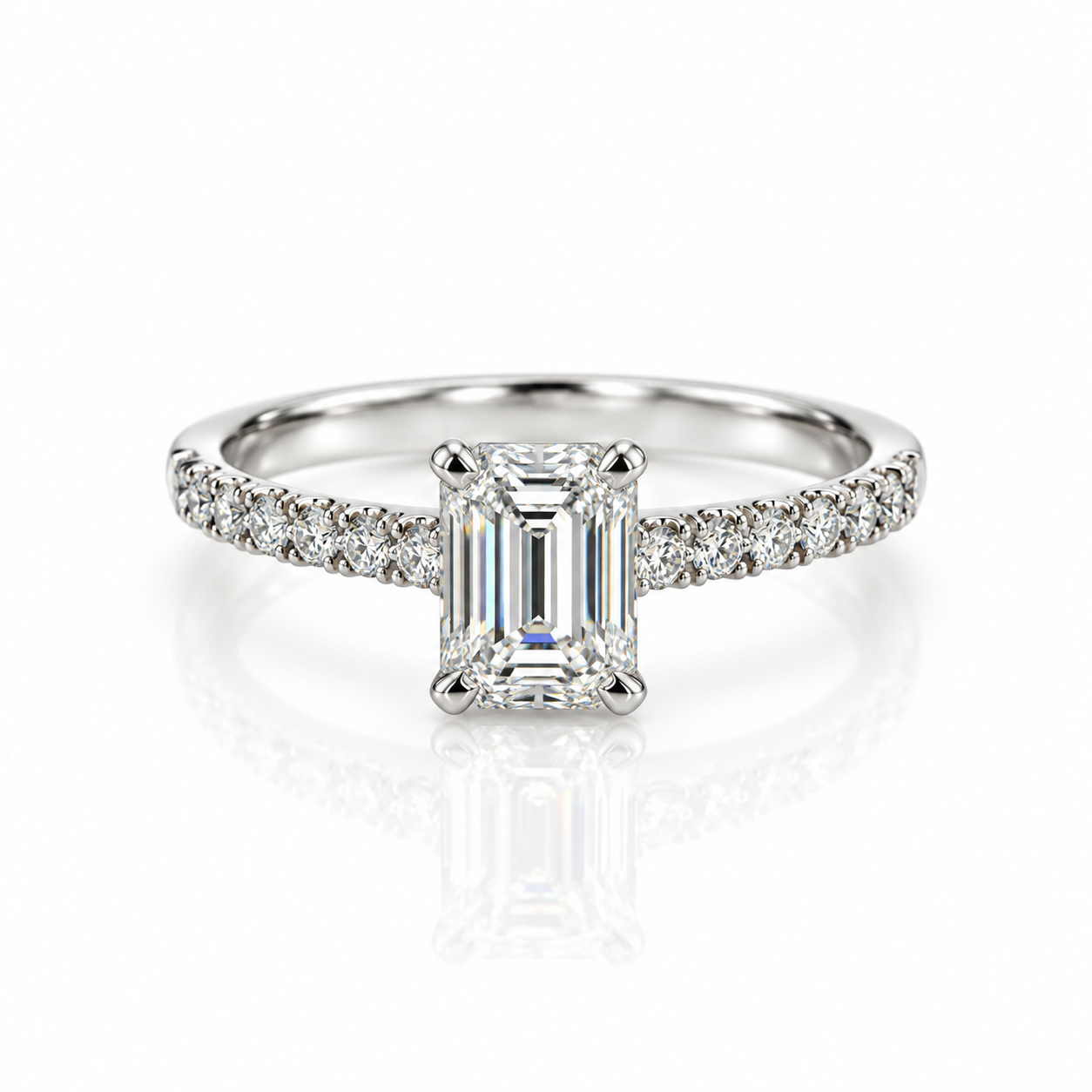 Platina lab grown diamant ring baguette 1,28 ct G/VVS | Maat 55