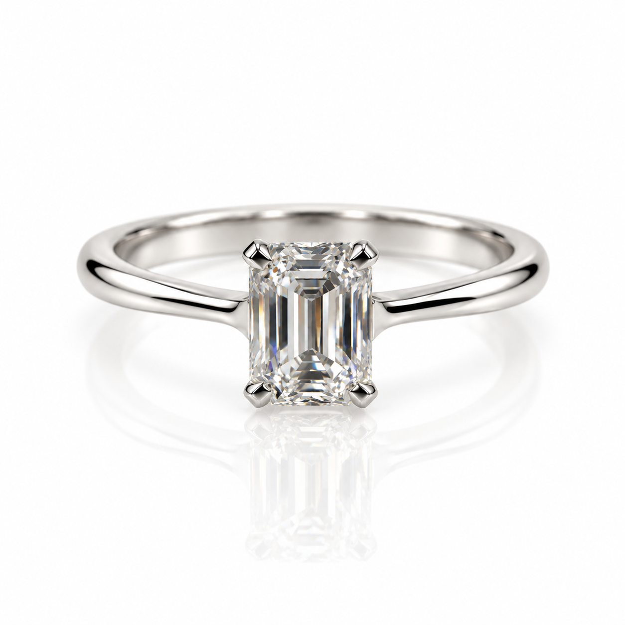 Platina lab grown diamant ring baguette 1,04 ct G/VVS | Maat 55