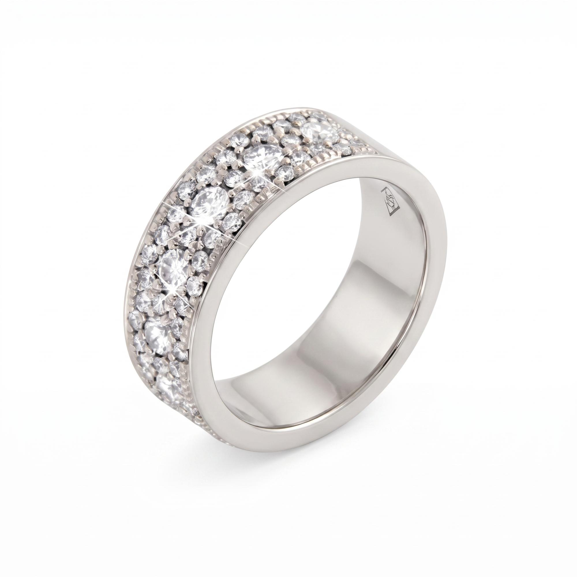 Een trouwring voor het leven. stevig gemaakt en met bijna 1 karaat aan diamant (briljant).