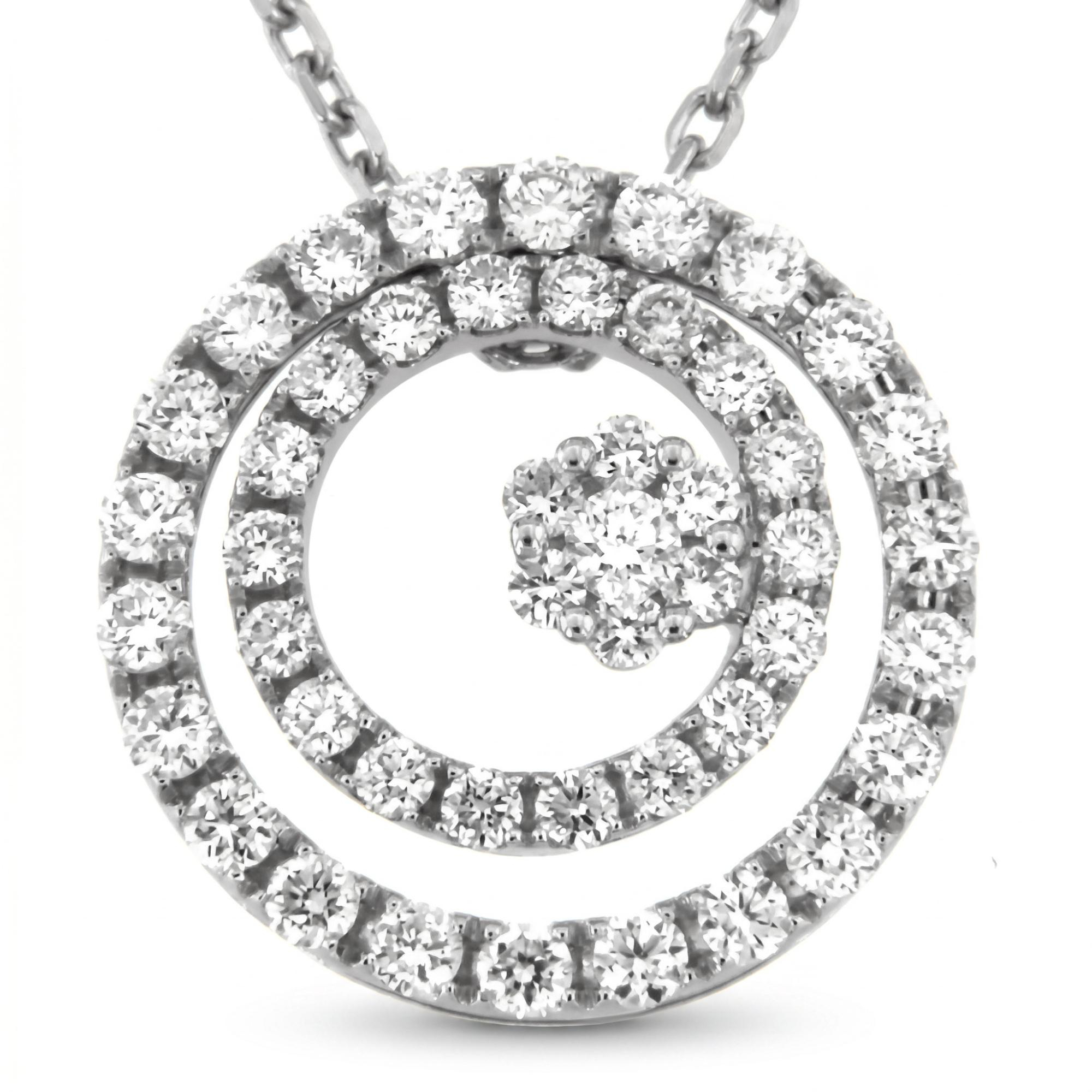 Hanger met ketting wit goud 18 karaat rond met 0.54ct briljant gezet