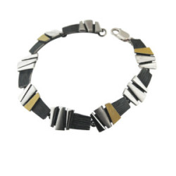 armband van bicolor draden , zilver met goud accent.