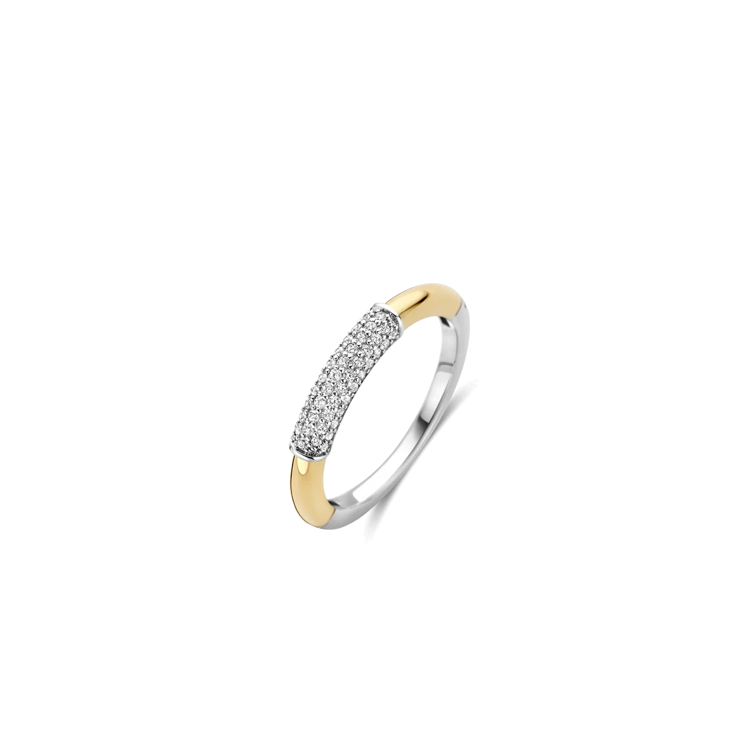 Ti Sento Milano - Zilveren damesring deels verguld, Modern Pav&eacute;, bezet met zirconia's - 12437ZY/54