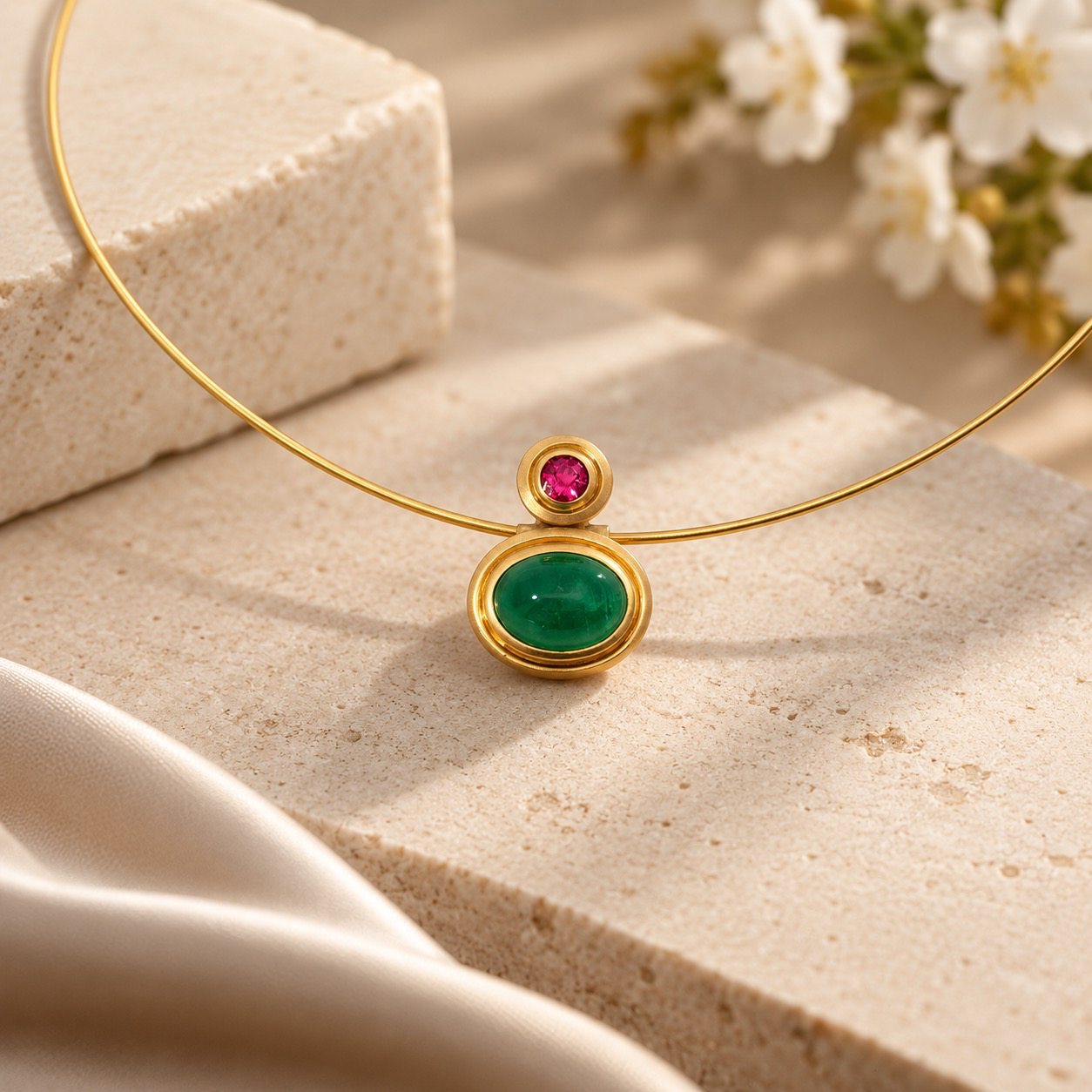 Der Anh&auml;nger Gold 750 Smaragd, Turmalin ist ein hochwertiger Schmuck, gefertigt aus 18 Karat Gold . Er geh&ouml;rt zur Kategorie der Farbsteine-Anh&auml;nger und vereint die edlen Edelsteine Smaragd und Turmalin. Ideal zur Veredelung von Halsketten, verleiht er jedem Outfit einen Hauch von Luxus. Perfekt f&uuml;r besondere Anl&auml;sse.
Passend dazu Seilcollier in Gold 750 Art. 20810