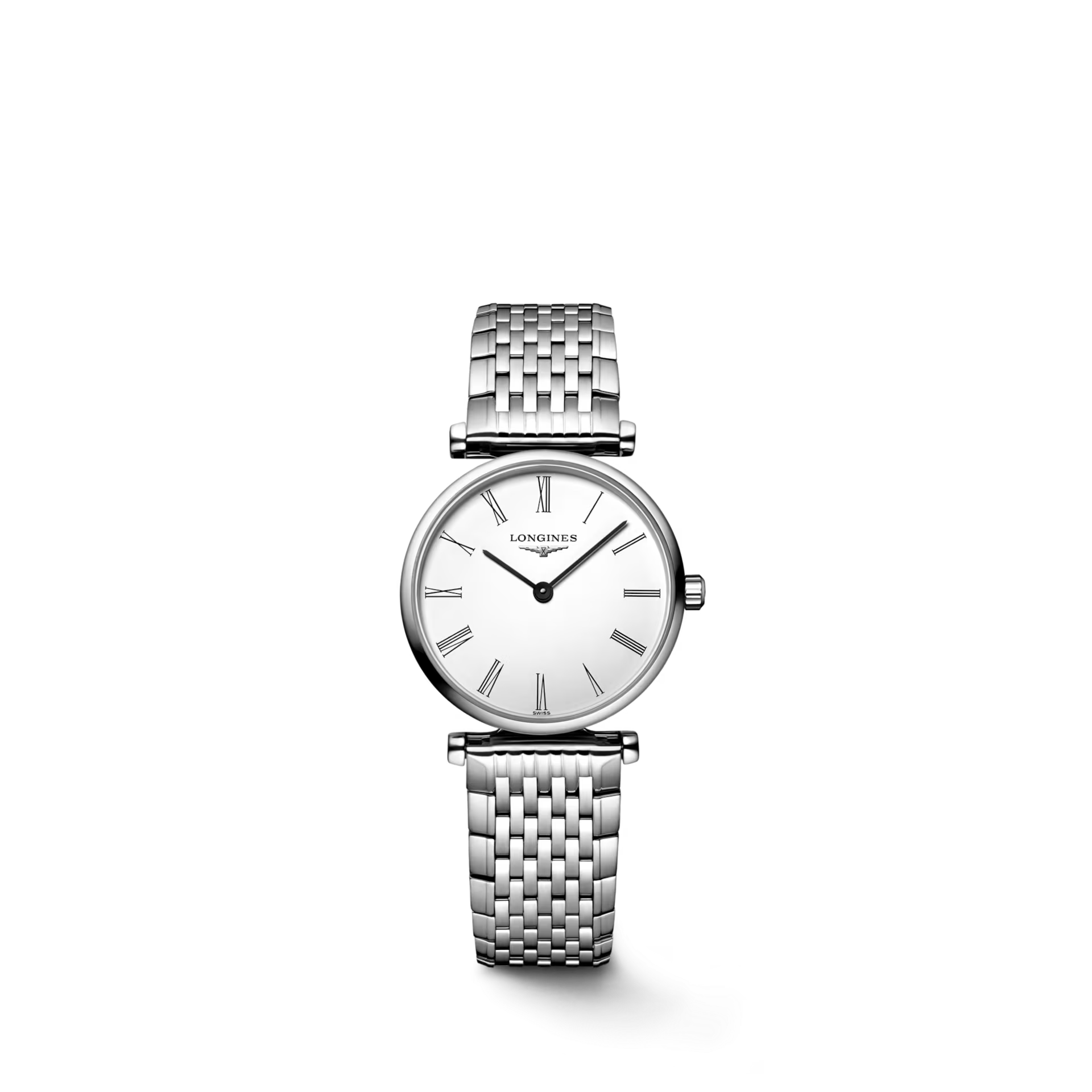 De Longines La Grande Classic L42094116 is een elegante dameshorloge met Zwitsers quartzuurwerk. Het heeft een roestvrijstalen kast en band, beide in zilverkleur, en is voorzien van een saffierglas. De wijzerplaat is wit met Romeinse cijfers. Het horloge is waterbestendig tot 3 bar en is hypoallergeen. Perfect voor formele gelegenheden en dagelijks gebruik.