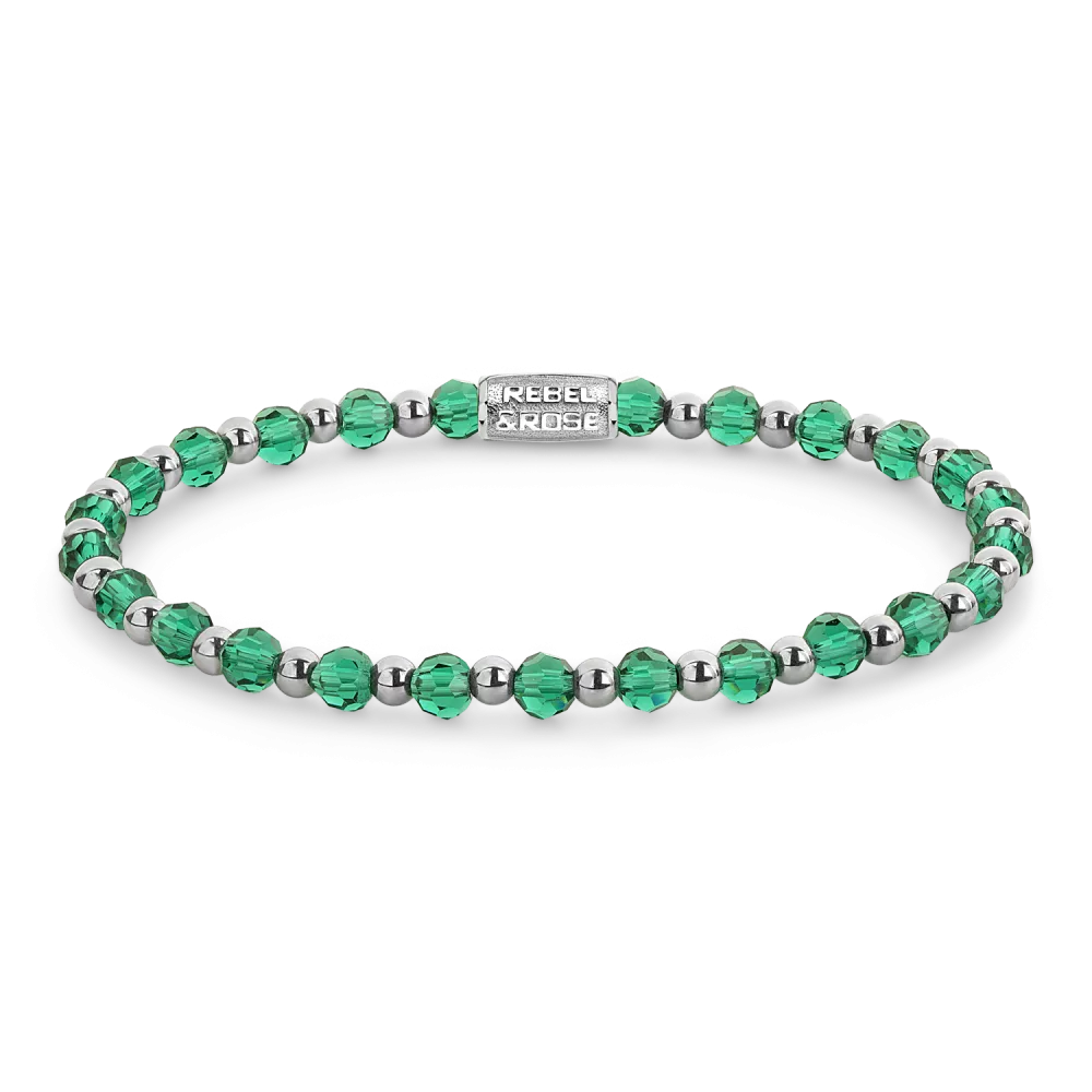 Rebel&Rose Mix Green Morning Glam Rocks silver-coloured dames armband RR-40181-S-S