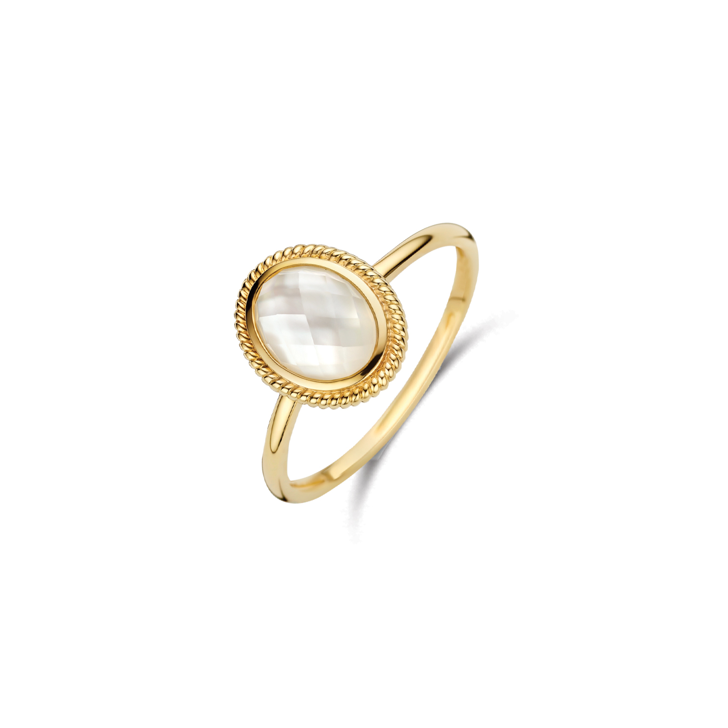 Blush - 14kt geelgouden ring met parelmoer en kwarts - 1291YMQ/54