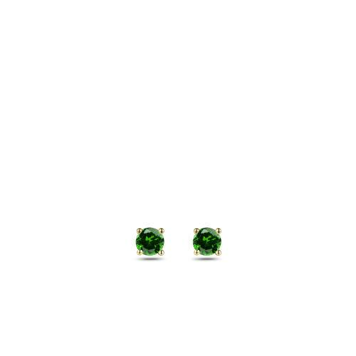 Zilver/vergulde oorstekers met groene steen