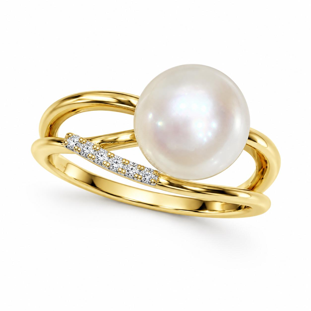 De Parelring is een elegante ring uitgevoerd in 14-karaats geelgoud. Met zijn schitterende 0,3 ct diamant (SI-G kwaliteit) en prachtige parel, straalt deze ring luxueuze verfijning uit. Perfect voor speciale gelegenheden. Draag deze ring als een opvallend pi&egrave;ce de r&eacute;sistance bij avondkleding of formele kleding.
