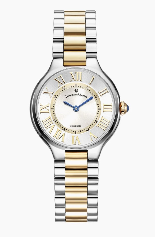 Jacques du Manoir Swiss Made quarts pols horloge staal met stalen band model JWL06002. 3 ATM waterbestendig.