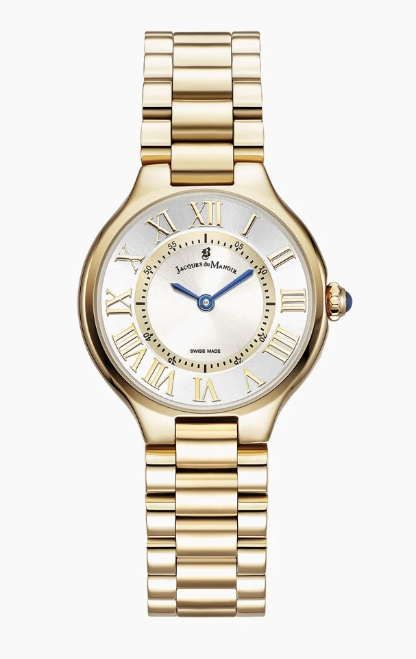Jacques du Manoir Swiss Made quarts pols horloge staal met stalen band model JWL06004. 3 ATM waterbestendig.