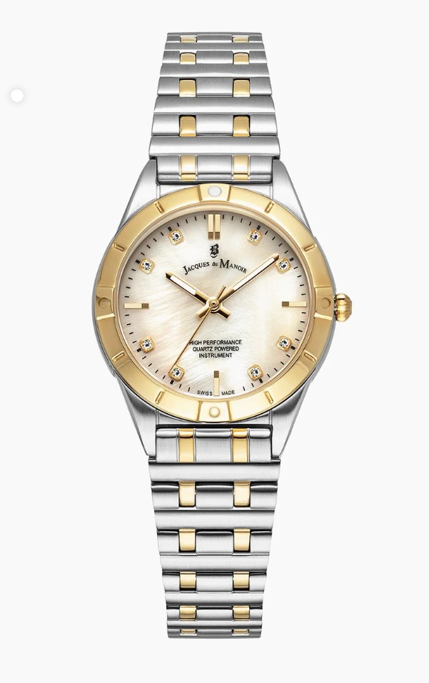 Jacques du Manoir Swiss Made quarts pols horloge staal met stalen band model JWL05903. 3 ATM waterbestendig.