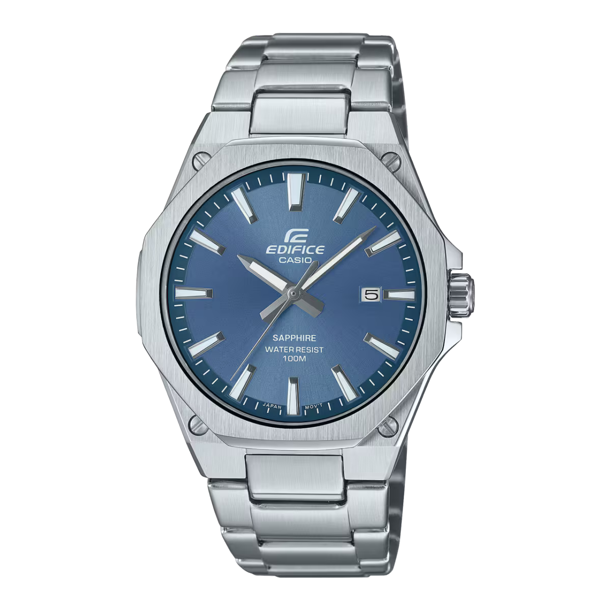 Casio Horloge met waterdichtheid van 10 bar met een mooie licht blauwe wijzerplaat
