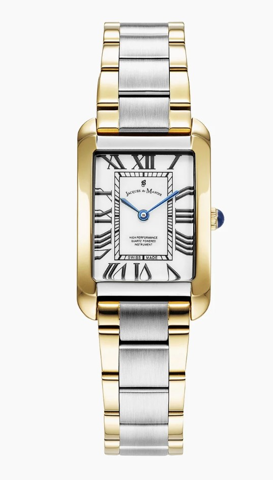 Jacques du Manoir Swiss Made quarts pols horloge staal met stalen band model JWL05803. 3 ATM waterbestendig.