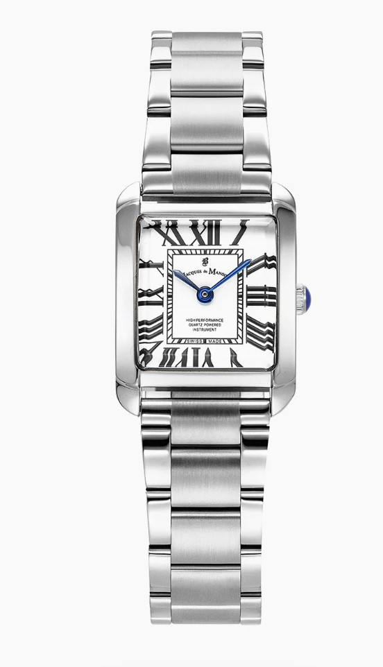 Jacques du Manoir Swiss Made quarts pols horloge staal met stalen band model JWL04401. 3 ATM waterbestendig.