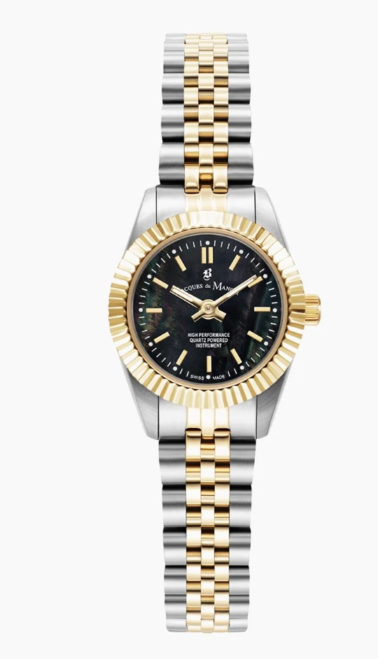 Jacques du Manoir Swiss Made quarts pols horloge staal met stalen band model JWL05105. 5 ATM waterdicht.