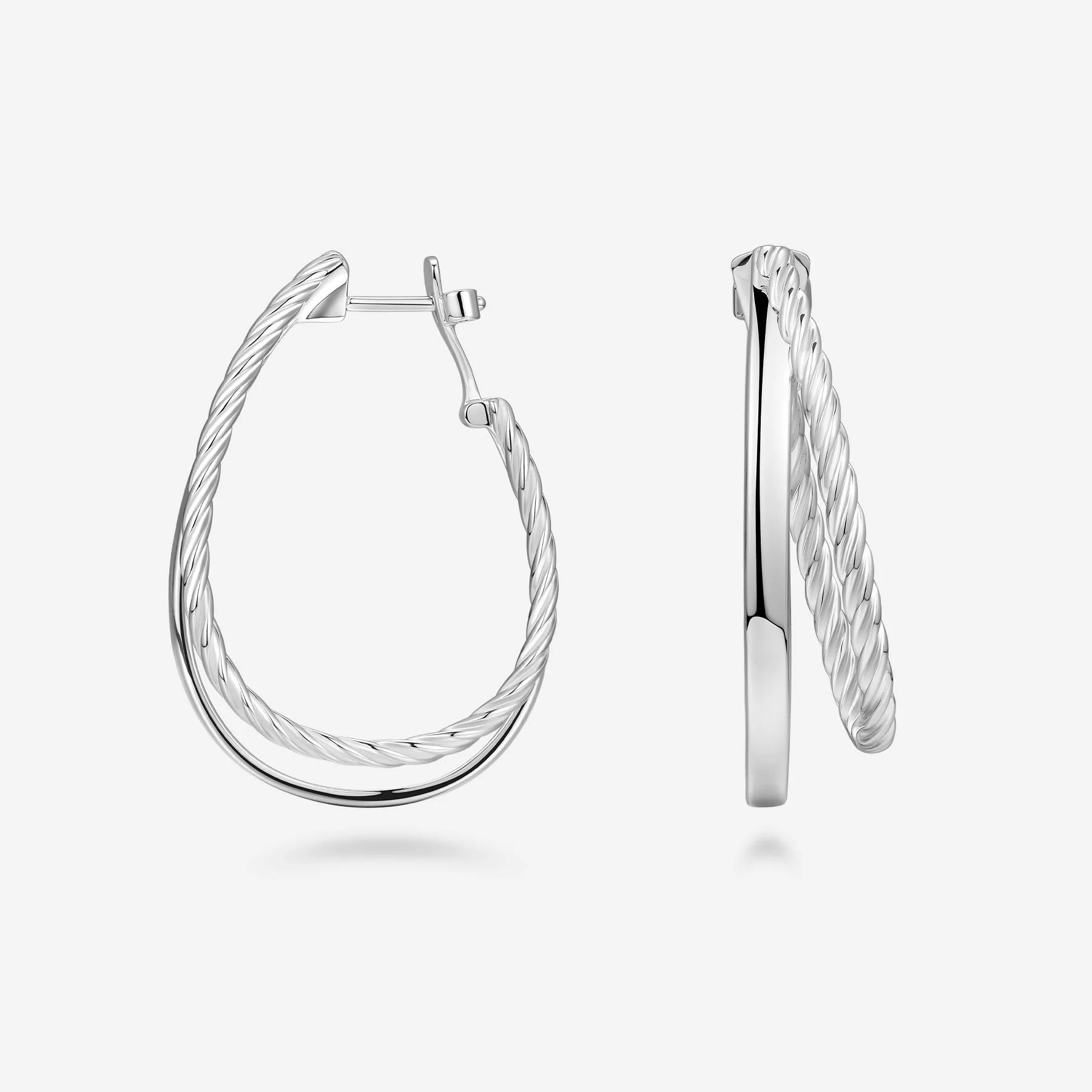 Tecum - Double hoop earrings - Zilver
