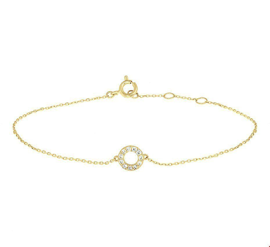 Deze schitterende 14K geelgouden armband met zirkonia steentjes is perfect voor elke gelegenheid. Met een verstelbare lengte van 16,5 - 18,5 cm, biedt hij een elegante en verfijnde uitstraling. Ideaal om te combineren met andere gouden sieraden voor een stijlvolle look of om alleen te dragen voor subtiele glamour. Perfect voor dagelijks gebruik of een speciaal evenement.