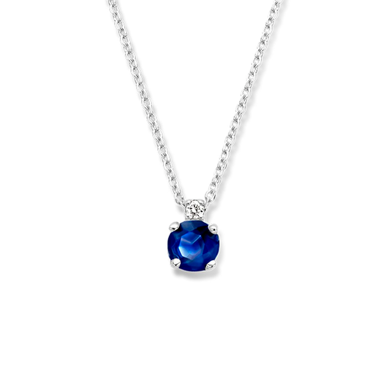 Dit prachtige collier van 14K witgoud, modelnummer 8718834713752, is de perfecte blikvanger. Versierd met een saffier en een diamant van 0,015 ct, is deze ketting ideaal voor speciale gelegenheden. Draag dit collier bij een elegante avondjurk om de schittering van de edelstenen volledig tot hun recht te laten komen. Perfect voor elke sieradencollectie.