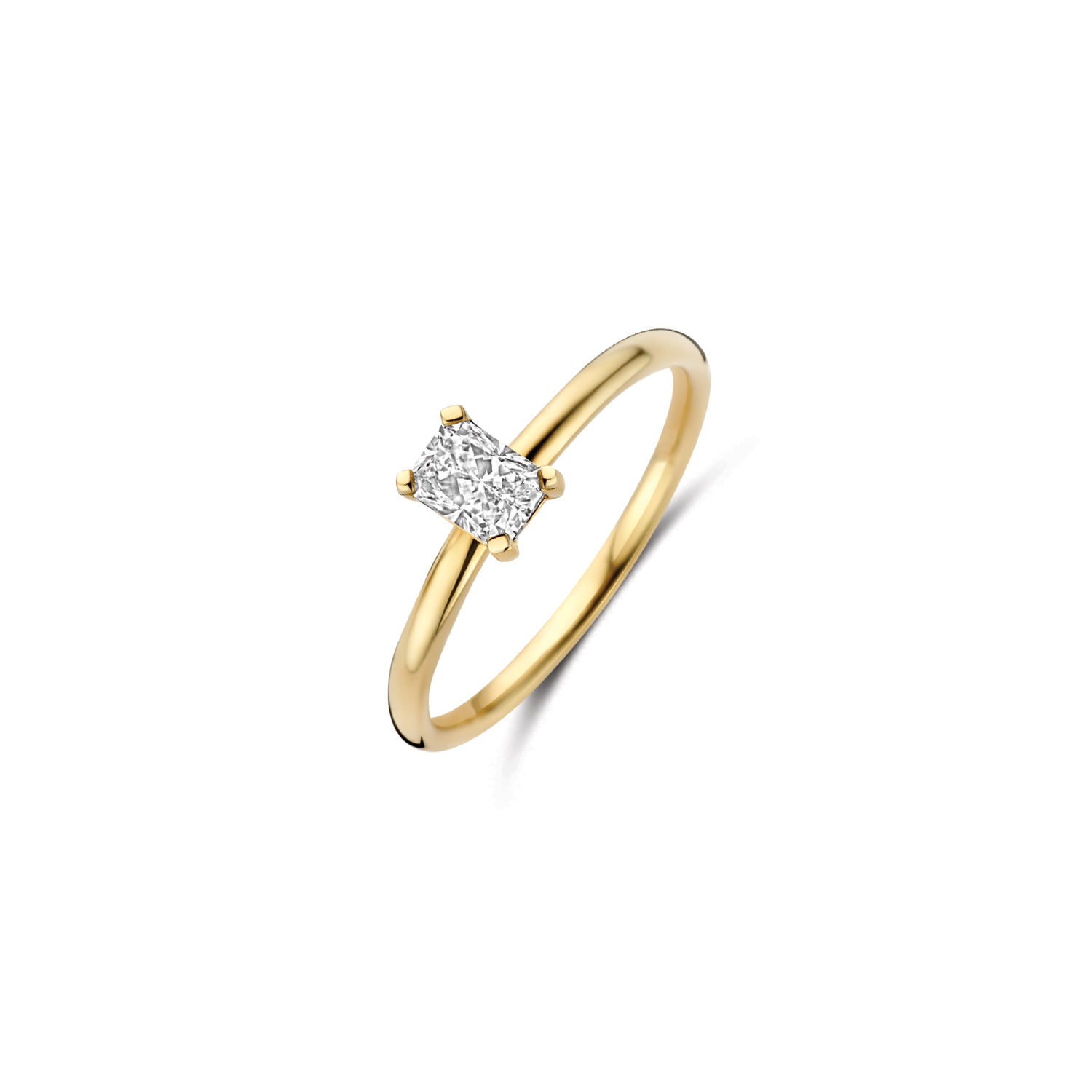 Blush Lab Diamonds - 14kt geelgouden damesring bezet met 1 radiant geslepen labgrown diamant -  LG1073Y/54