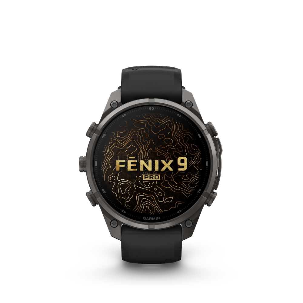 Garmin - Fenix 9 PRO INREACH 47MM, AMOLED, Sapphire, Carbon Grey DLC titanium met siliconen band in Zwart/Pebble Gray - 010-04336-11