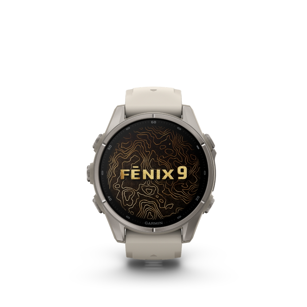 Garmin - Fenix 9 43MM, AMOLED, Sapphire, Titanium met siliconen band in Fog Gray - 010-04761-01