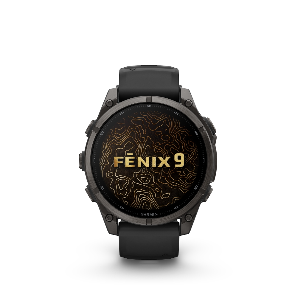 Garmin - Fenix 9 47MM, AMOLED, Sapphire, Carbon grey DLC-titanium met Zwarte siliconen band - 010-04762-11