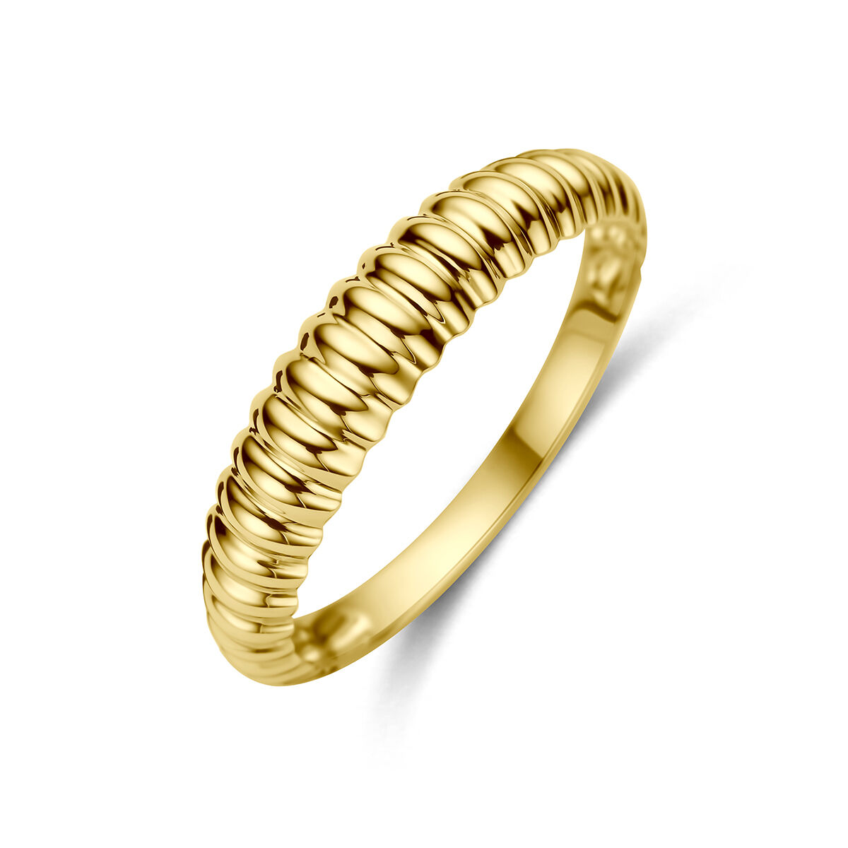 9k Geelkleurige ring met een breedte van 4,5mm.

